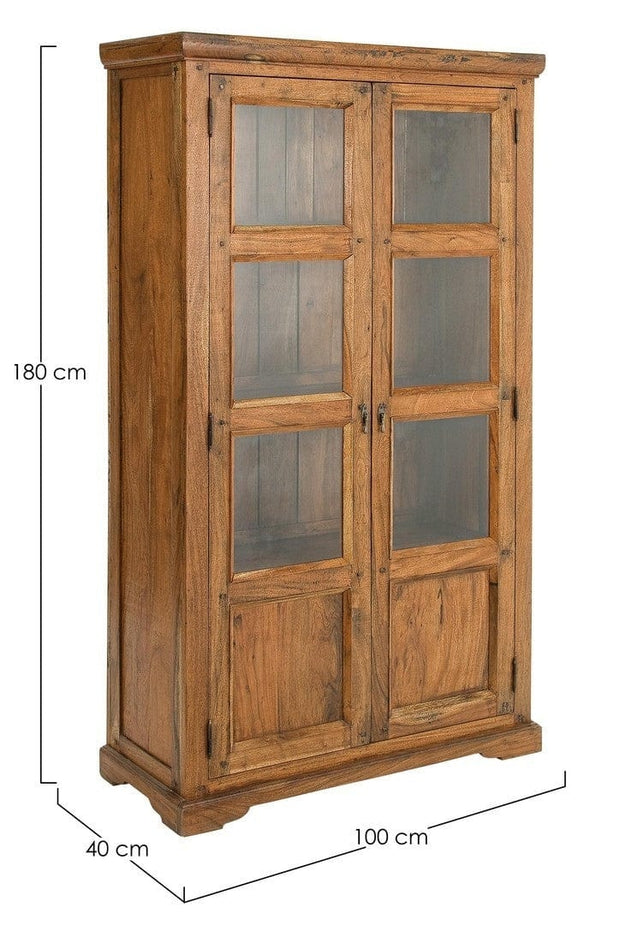 Vitrina din lemn de salcam, cu 2 usi, Chateaux Big Natural, l100xA40xH180 cm (4)