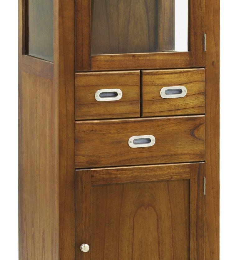 Vitrina din lemn si furnir, cu 3 sertare si 2 usi, Flash Small Nuc, l50xA40xH190 cm (5)