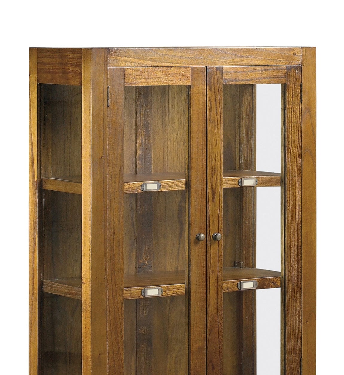 Vitrina din lemn si furnir, cu 3 sertare si 2 usi, Star III Small Nuc, l70xA35xH135 cm (1)