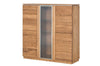 Vitrina din lemn si furnir, cu 3 usi si LED inclus, Montenegro 48 Large Stejar Rustic, l120xA42xH125 cm (2)