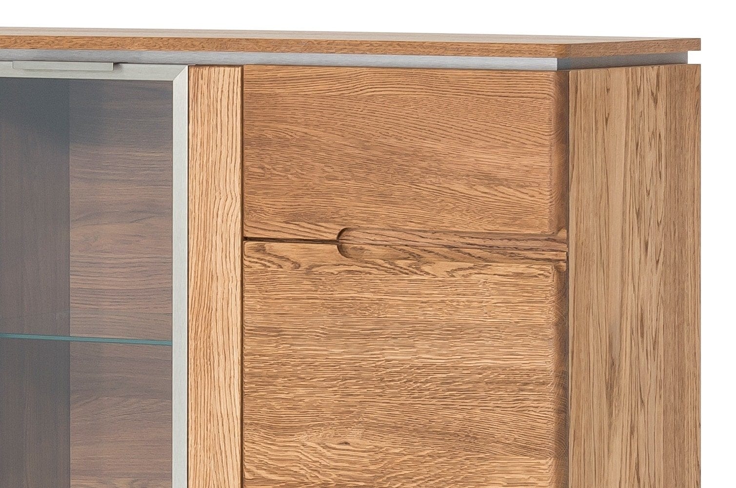 Vitrina din lemn si furnir, cu 3 usi si LED inclus, Montenegro 48 Large Stejar Rustic, l120xA42xH125 cm (4)