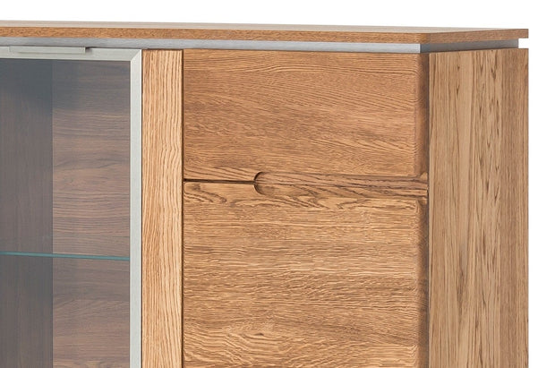Vitrina din lemn si furnir, cu 3 usi si LED inclus, Montenegro 48 Large Stejar Rustic, l120xA42xH125 cm (4)