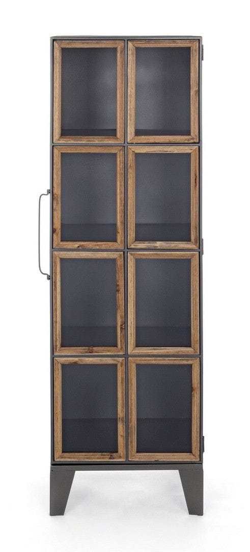 Vitrina din metal, cu 1 usa Border Medium Gri / Natural, l41xA33,5xH138,5 cm (1)