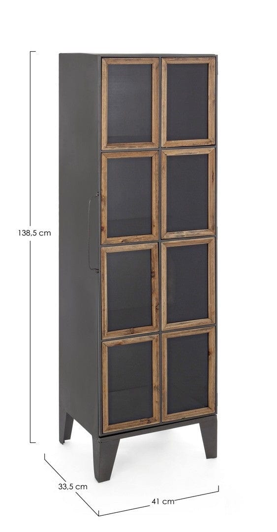 Vitrina din metal, cu 1 usa Border Medium Gri / Natural, l41xA33,5xH138,5 cm (2)