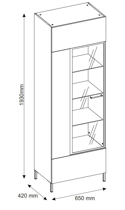 Vitrina din pal, cu 1 usa si LED inclus, Lucas 10 Stejar Artisan / Negru Mat, l65xA42xH193 cm (8)