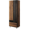 Lenart Vitrina din pal, cu 2 usi si 1 sertar, Borga 02 Small Stejar Catania / Negru, l70xA41xH197 cm