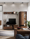 Vitrina din pal, cu 2 usi si 1 sertar, Borga 02 Small Stejar Catania / Negru, l70xA41xH197 cm (3)