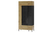 Vitrina din pal, cu 2 usi si LED inclus, Lucas 12 Big Stejar Artisan / Negru Mat, l90xA42xH193 cm