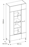 Vitrina din pal, cu 2 usi si LED inclus, Lucas 12 Big Stejar Artisan / Negru Mat, l90xA42xH193 cm (6)