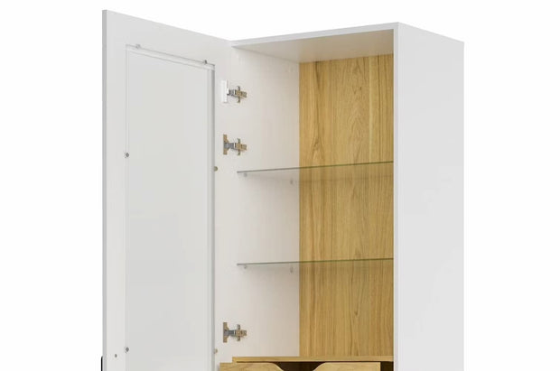 Vitrina din pal, cu 3 sertare si 1 usa, Barris 10 Nuc American / Alb Mat, l60xA42xH200 cm (5)