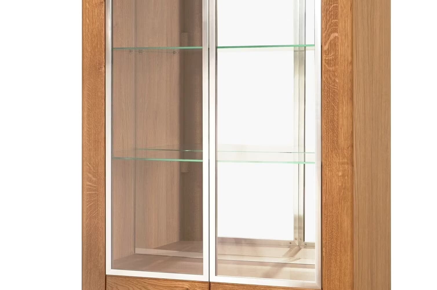 Vitrina din pal, furnir si lemn, cu 2 usi si LED inclus, Latina 12 Big Stejar Honey, l90xA42xH200 cm (6)
