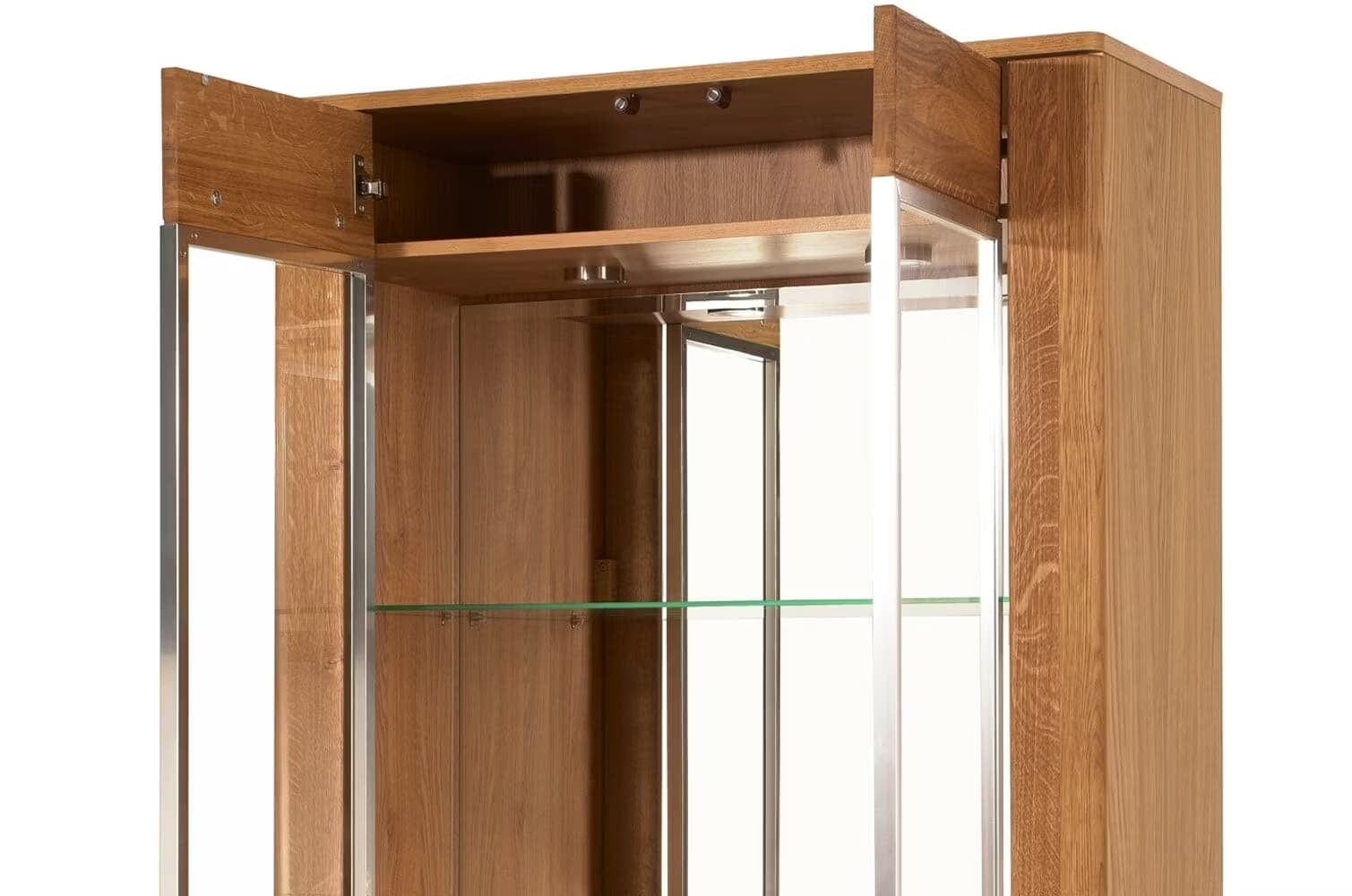 Vitrina din pal, furnir si lemn, cu 2 usi si LED inclus, Latina 12 Big Stejar Honey, l90xA42xH200 cm (8)