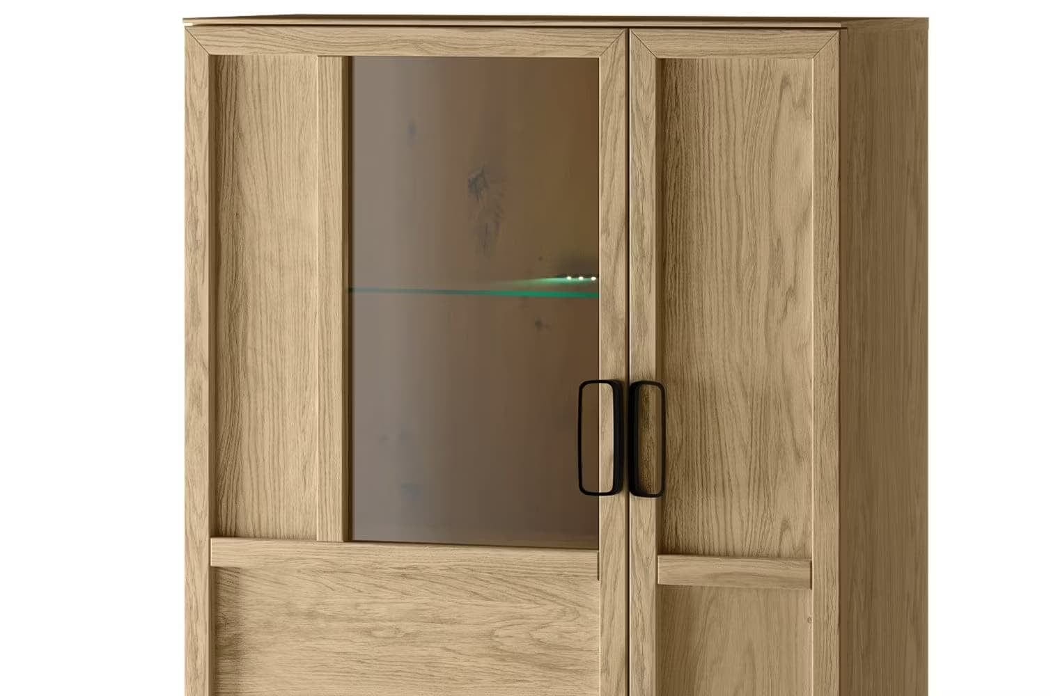 Vitrina din pal, furnir si lemn, cu 2 usi si LED inclus, Limbo 15 Small Stejar Artisan, l95xA42xH124 cm (4)