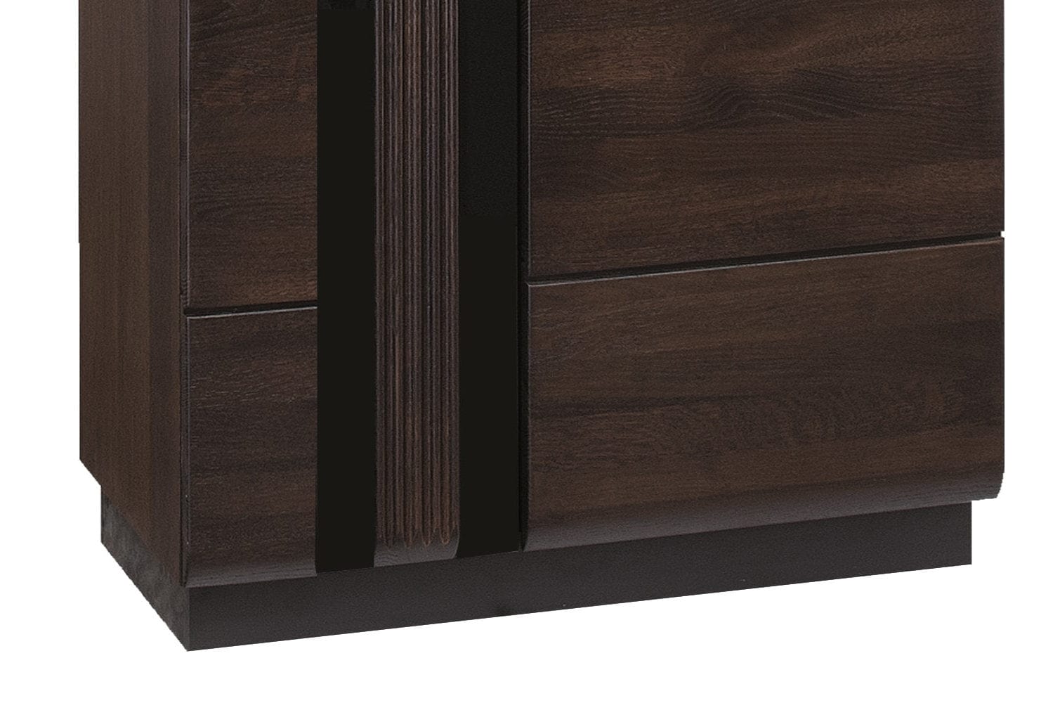 Vitrina din pal, furnir si lemn, cu 2 usi si LED inclus, Porti 11 Stejar Choco, l66xA42xH198 cm (2)