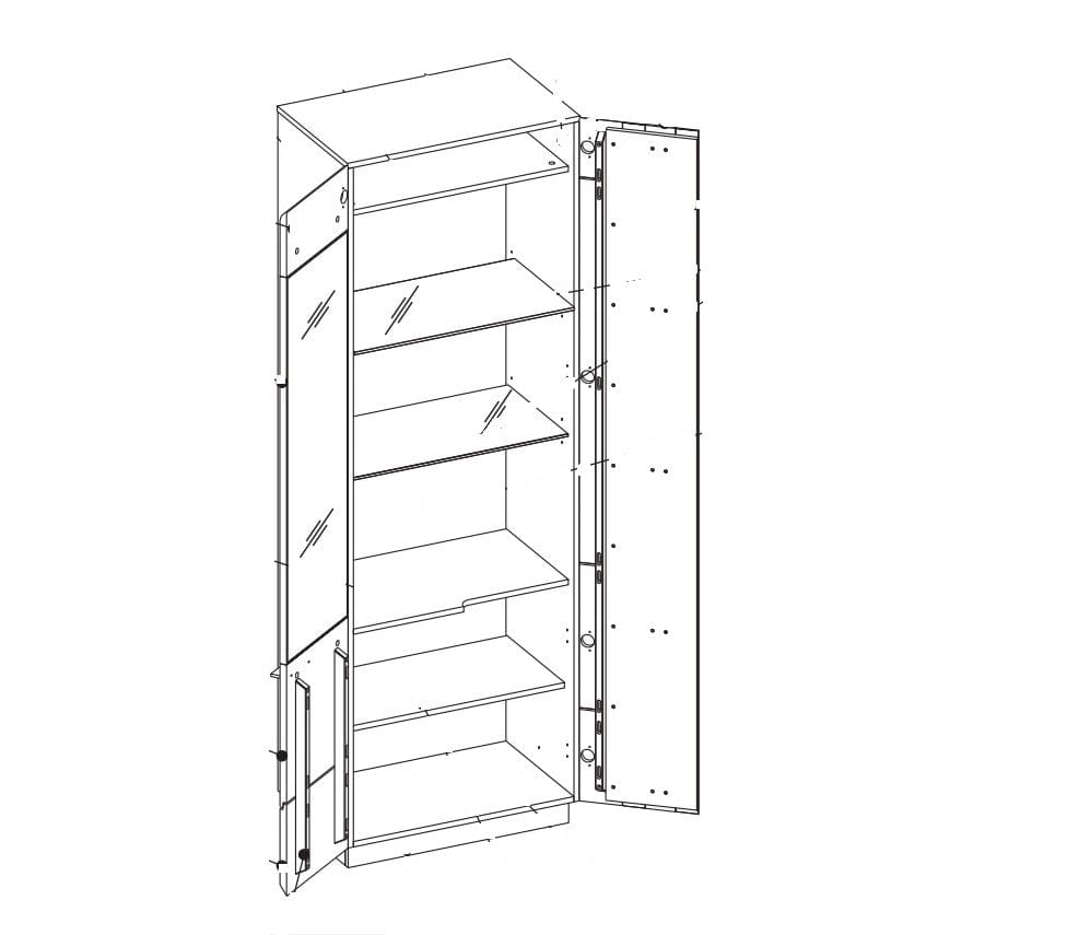 Vitrina din pal, furnir si lemn, cu 2 usi si LED inclus, Porti 11 Stejar Choco, l66xA42xH198 cm (3)