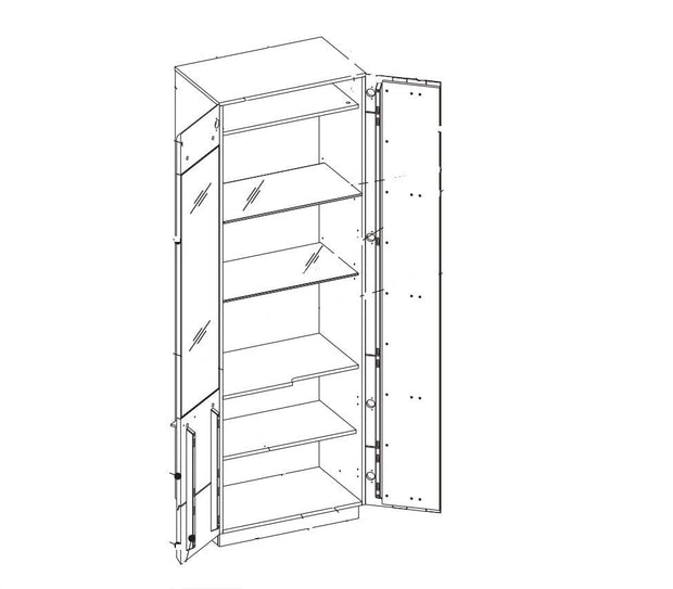 Vitrina din pal, furnir si lemn, cu 2 usi si LED inclus, Porti 11 Stejar Choco, l66xA42xH198 cm (3)