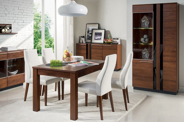 Vitrina din pal, furnir si lemn, cu 2 usi si LED inclus Porti 12 Big Stejar Antic, l95xA42xH198 cm (1)