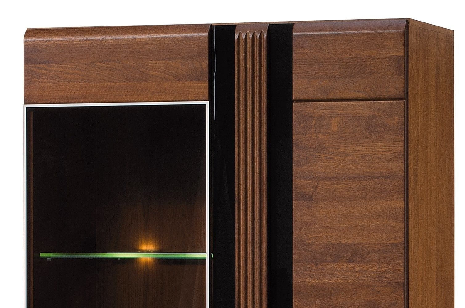 Vitrina din pal, furnir si lemn, cu 2 usi si LED inclus Porti 12 Big Stejar Antic, l95xA42xH198 cm (2)