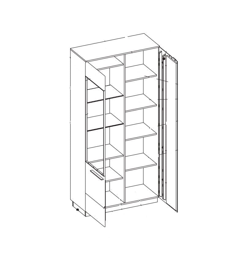 Vitrina din pal, furnir si lemn, cu 2 usi si LED inclus Porti 12 Big Stejar Antic, l95xA42xH198 cm (4)