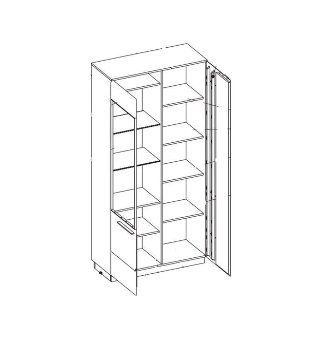 Vitrina din pal, furnir si lemn, cu 2 usi si LED inclus Porti 12 Big Stejar Antic, l95xA42xH198 cm (4)