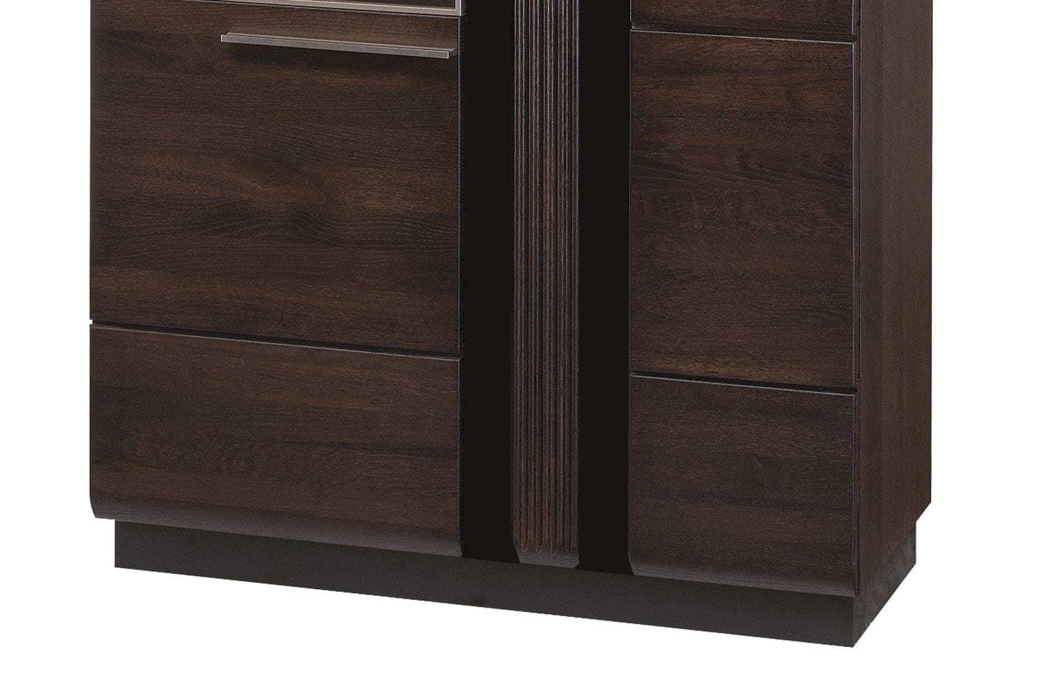 Vitrina din pal, furnir si lemn, cu 2 usi si LED inclus, Porti 12 Big Stejar Choco, l95xA42xH198 cm (3)