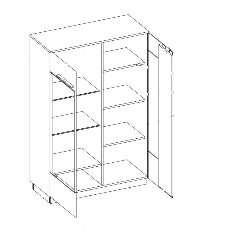 Vitrina din pal, furnir si lemn, cu 2 usi si LED inclus Porti 15 Small Stejar Antic, l95xA42xH145 cm (5)
