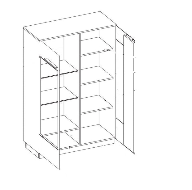 Vitrina din pal, furnir si lemn, cu 2 usi si LED inclus Porti 15 Small Stejar Antic, l95xA42xH145 cm (5)