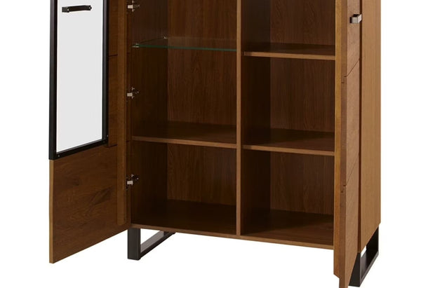 Vitrina din pal, furnir si lemn, cu 2 usi si LED inclus, Pratto 12 Big Stejar Rustic, l96xA42xH198 cm (9)