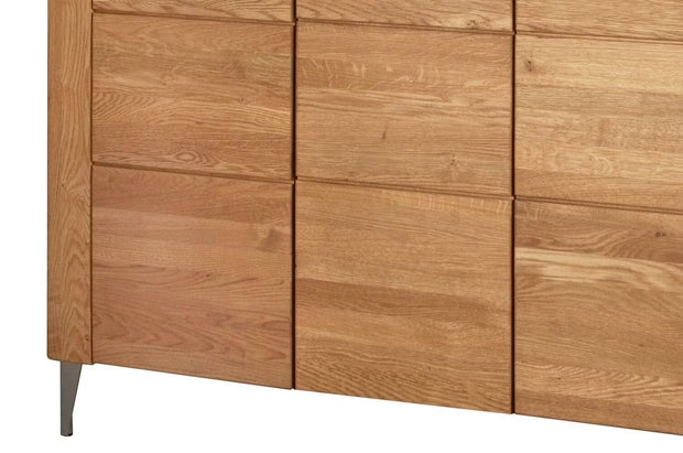Vitrina din pal, furnir si lemn, cu 4 usi si LED inclus, Latina 48 Large Stejar Honey, l126xA42xH134 cm (8)