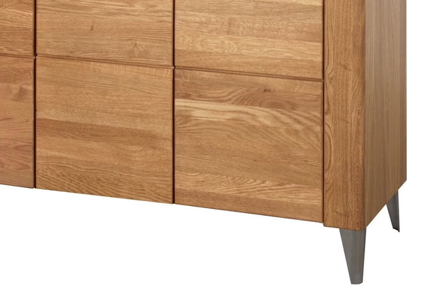 Vitrina din pal, furnir si lemn, cu 4 usi si LED inclus, Latina 48 Large Stejar Honey, l126xA42xH134 cm (10)