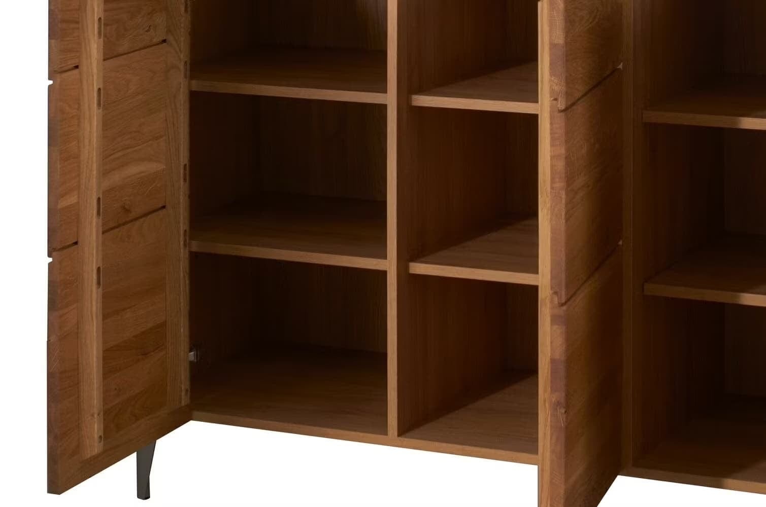 Vitrina din pal, furnir si lemn, cu 4 usi si LED inclus, Latina 48 Large Stejar Honey, l126xA42xH134 cm (12)