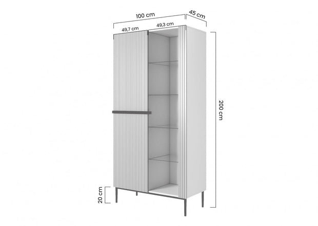 Vitrina din pal, MDF si metal, cu 2 usi, Nicole 100-2D Auriu, l100xA45xH200 cm (8)