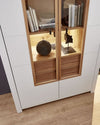 Innostyle Vitrina din pal si MDF cu 2 sertare si 2 usi, Selina Alb / Natur, l112xA41xH202 cm