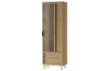 Vitrina din pal, furnir si lemn, cu 1 usa si LED inclus, Limbo 11 Stejar Artisan, l65xA42xH200 cm