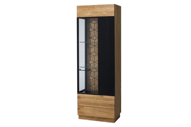 Set de mobila living din lemn si furnir, 6 piese Mosaic Stejar / Negru (1)